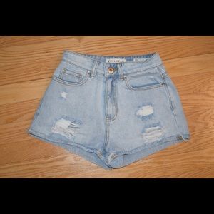 Ripped high waisted denim shorts